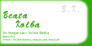 beata kolba business card